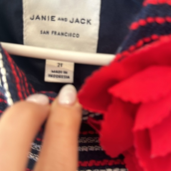 Janie and Jack Girls tweed 2T Jacket Red White - Picture 3 of 5